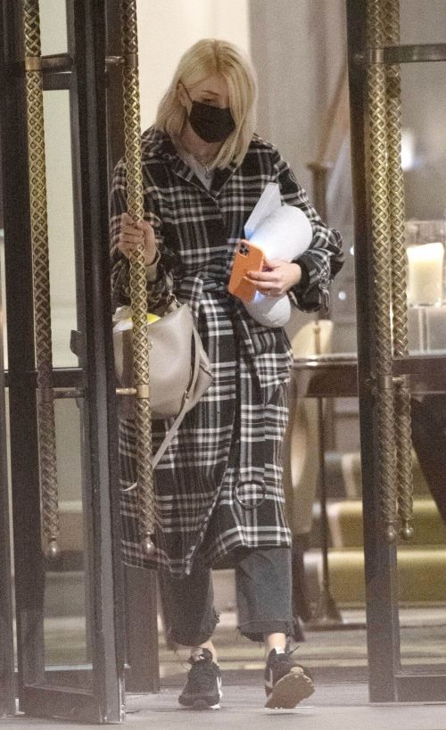 Holly Willoughby in Check Overcoat Leaves Corinthia Hotel 03/13/2021 2