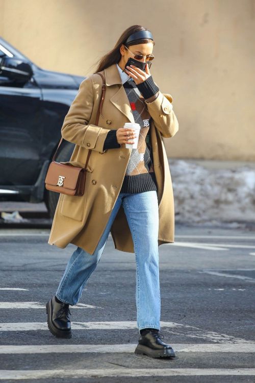 Irina Shayk in a beige coat as she is out in New York 02/24/2021 1