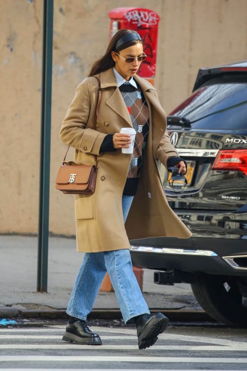 Irina Shayk in a beige coat as she is out in New York 02/24/2021 2