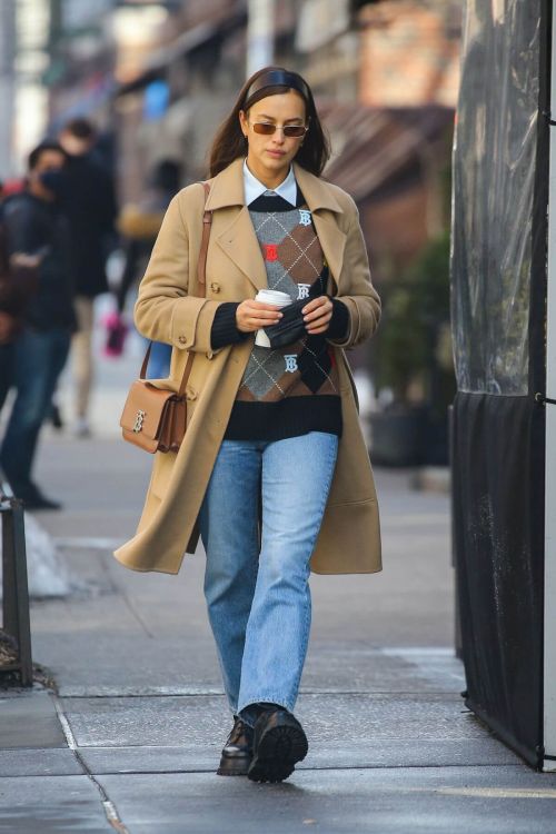 Irina Shayk in a beige coat as she is out in New York 02/24/2021 3