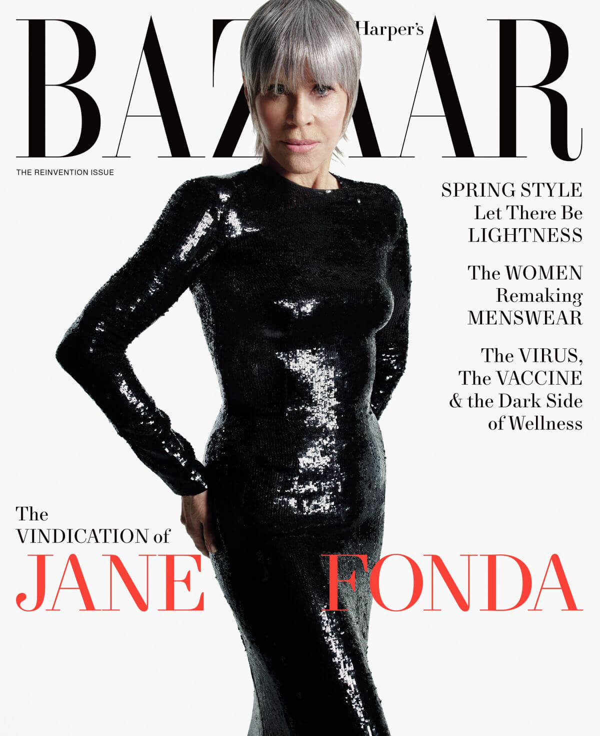Jane Fonda Covers Harper's Bazaar Magazine, April 2021