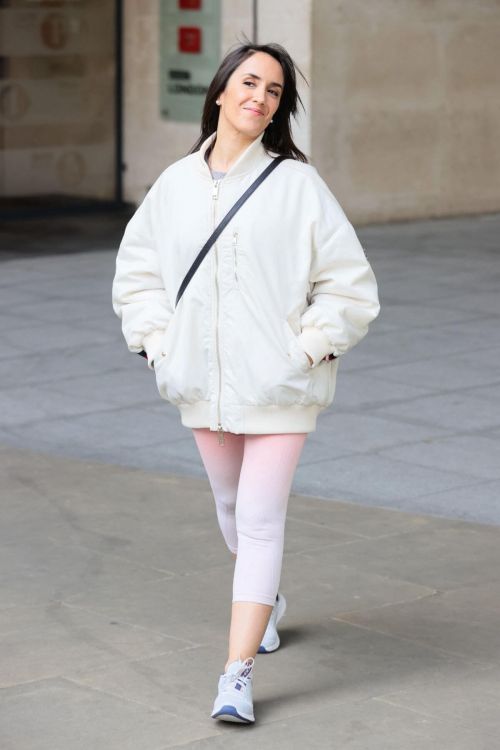 Janette Manrara in White Presenting Strictly Fitness at Morning Live TV in London 03/22/2021 3