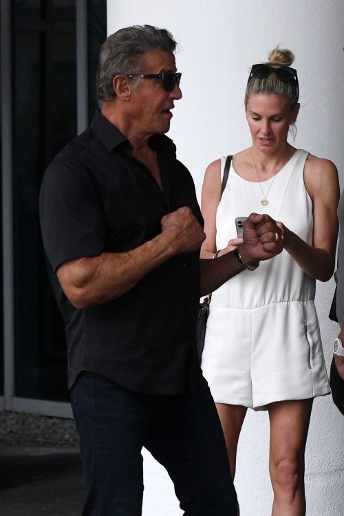 Jennifer Flavin and Sylvester Stallone is Leaving Setai Hotel in Miami 03/19/2021