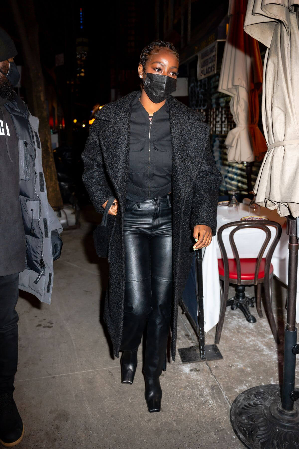 Justine Skye in Black Outfit Out for Dinner at Carbone in New York 02/21/2021