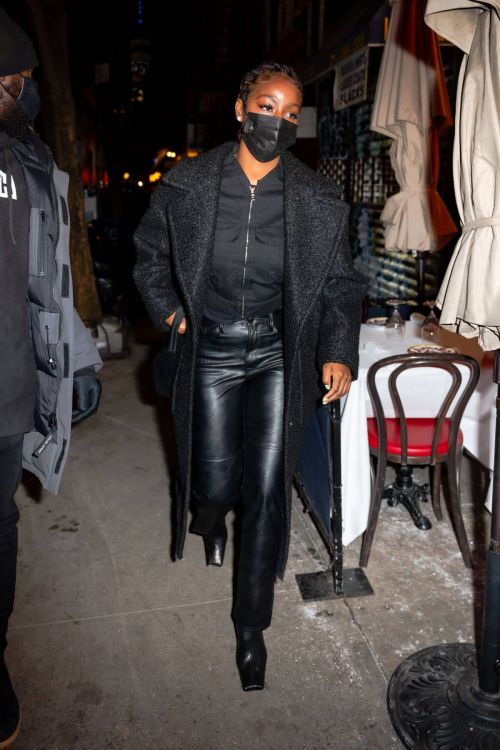 Justine Skye in Black Outfit Out for Dinner at Carbone in New York 02/21/2021 1