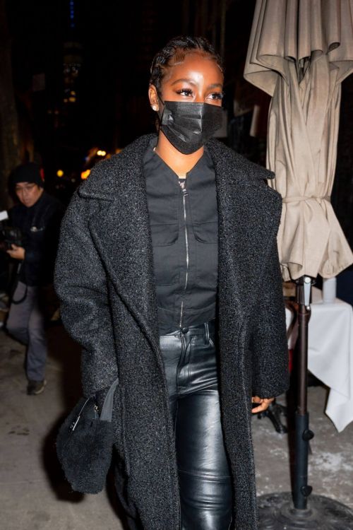Justine Skye in Black Outfit Out for Dinner at Carbone in New York 02/21/2021 2