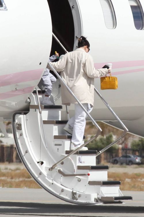 Kylie Jenner Seen on Her Private Jet in Palm Springs 03/12/2021