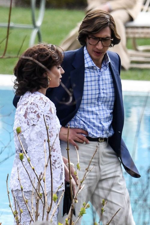 Lady Gaga and Adam Driver Seen on the Set of House of Gucci at Lake Como 03/17/2021