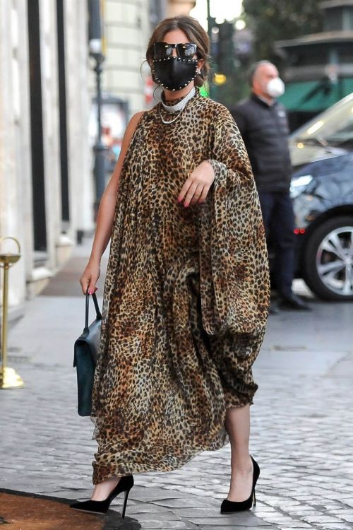 Lady Gaga in Leopard Dress Out and About in Rome 02/24/2021