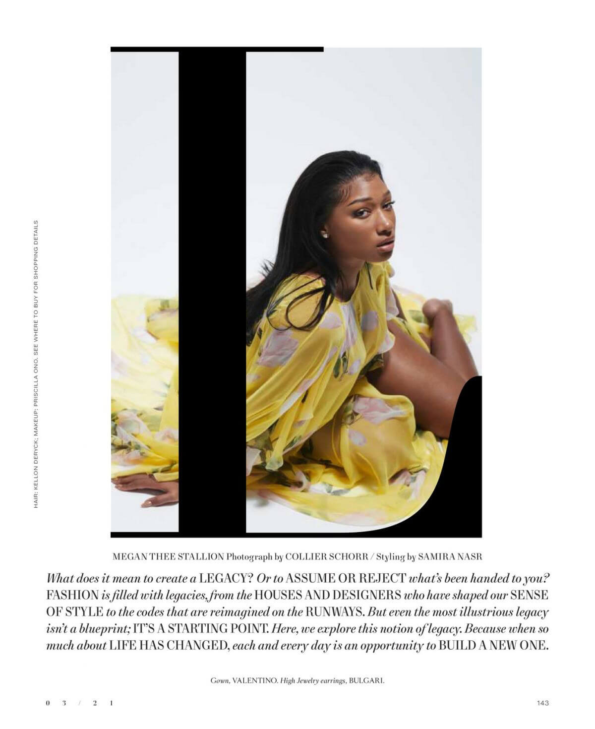 Megan Thee Stallion On The Cover Page Of US Harper's Bazaar March 2021