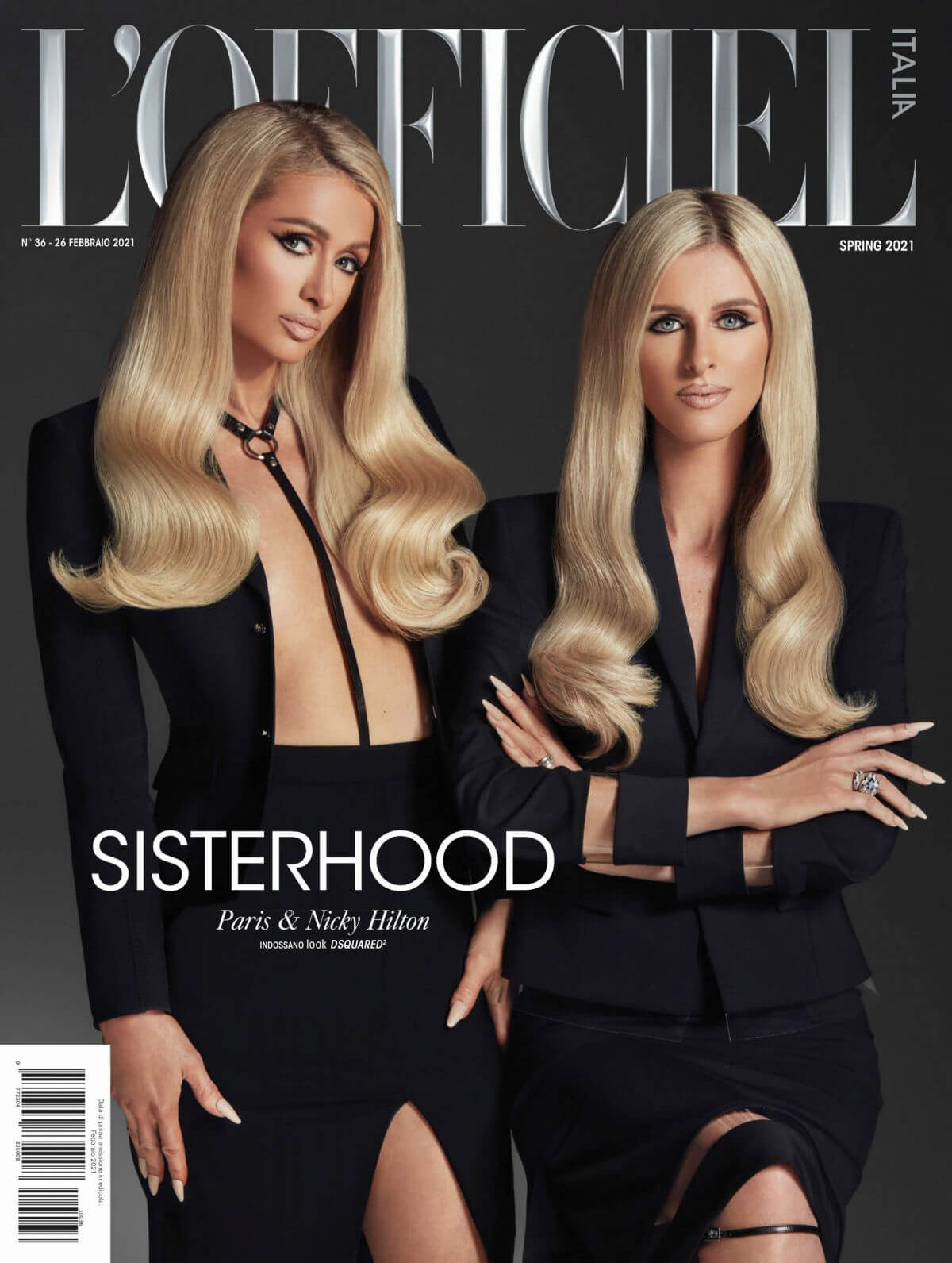 Paris and Nicky Hilton On The Cover Page Of L'Officiel Magazine, Italy Spring 2021