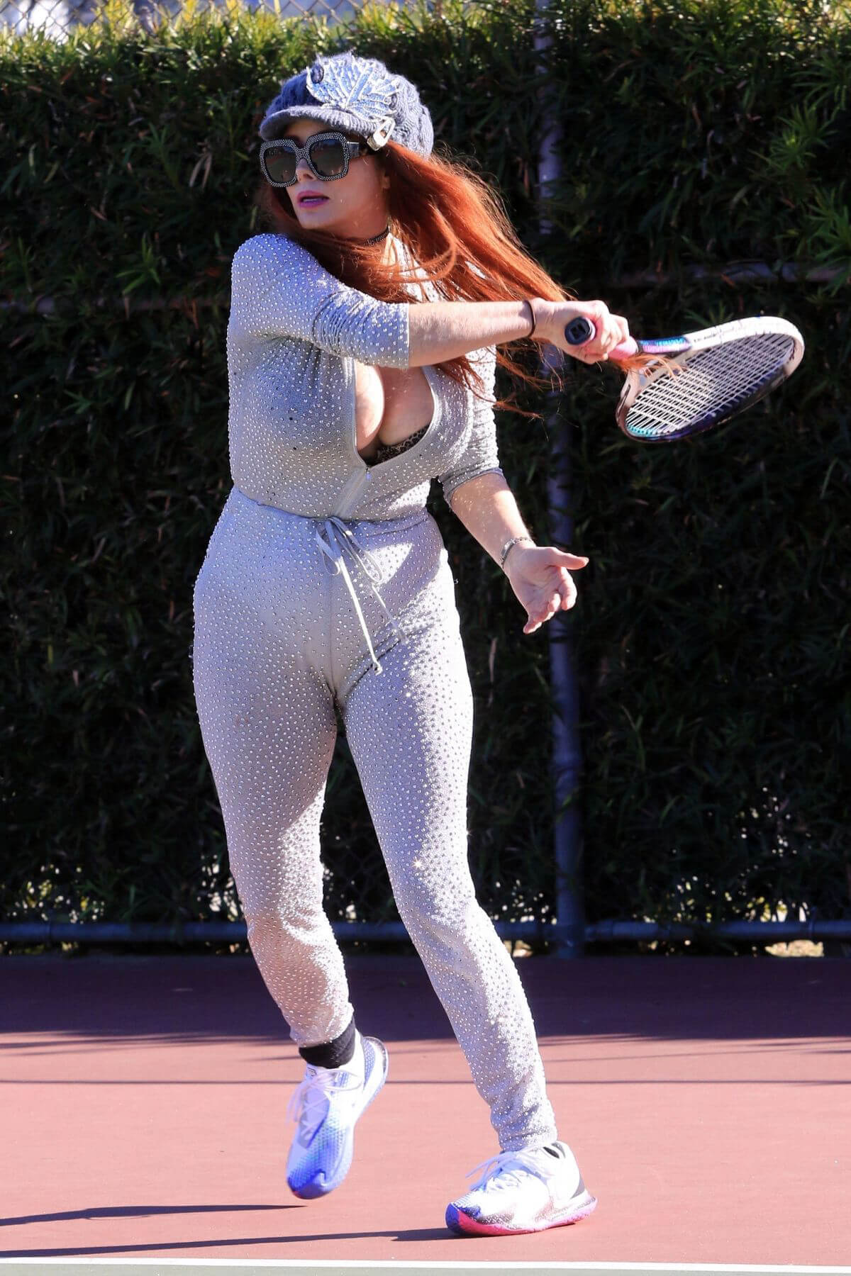 Phoebe Price Plays Tennis at Tennis Court in Los Angeles 02/23/2021 5