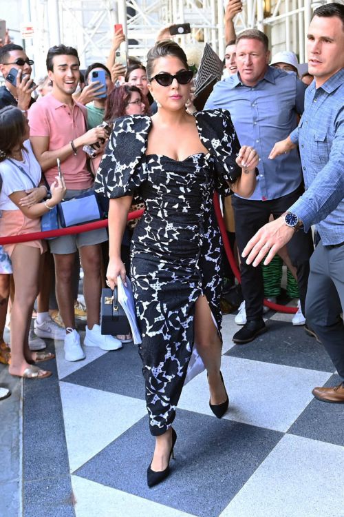 Lady Gaga seen in Black Split Dress During Leaves Plaza Hotel in New York 06/30/2021 4