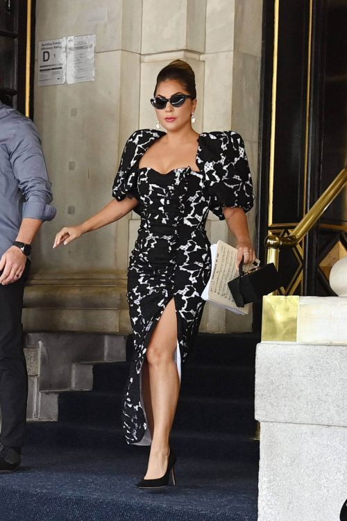 Lady Gaga seen in Black Split Dress During Leaves Plaza Hotel in New York 06/30/2021 6