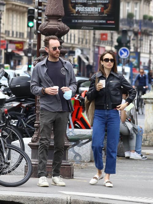 Lily Collins with her Partner Charlie McDowell Out in Paris 06/28/2021 5