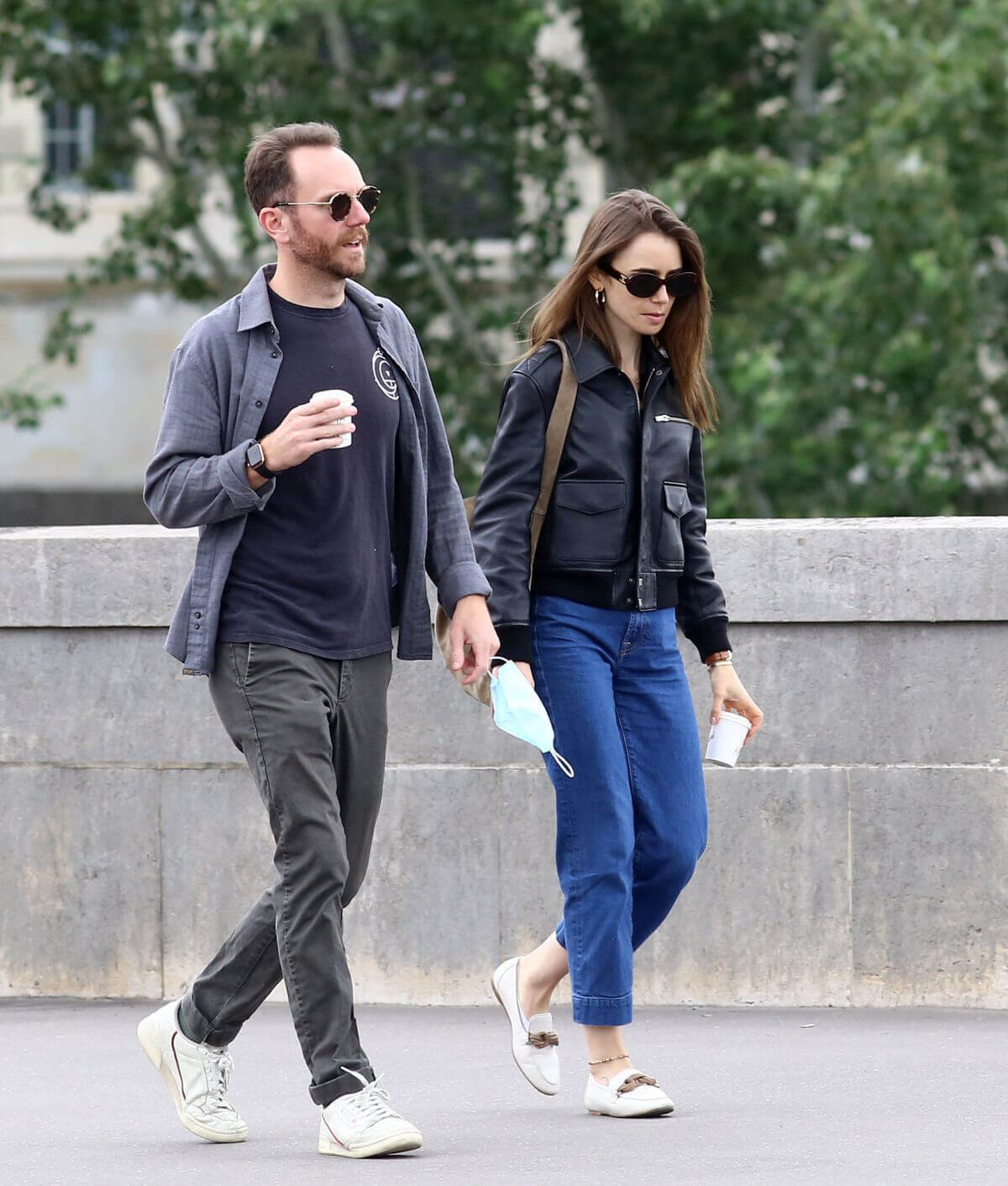 Lily Collins with her Partner Charlie McDowell Out in Paris 06/28/2021 6