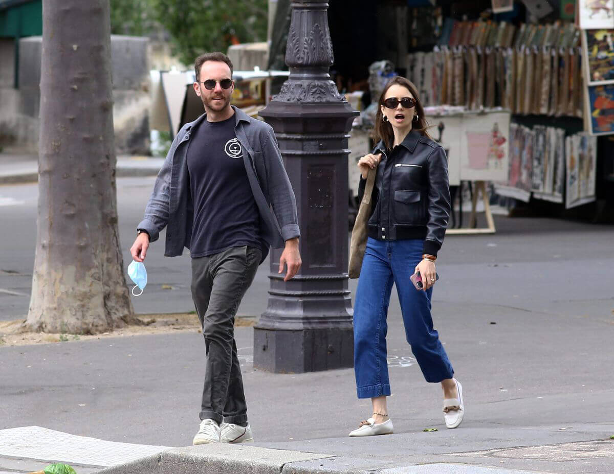 Lily Collins with her Partner Charlie McDowell Out in Paris 06/28/2021 7