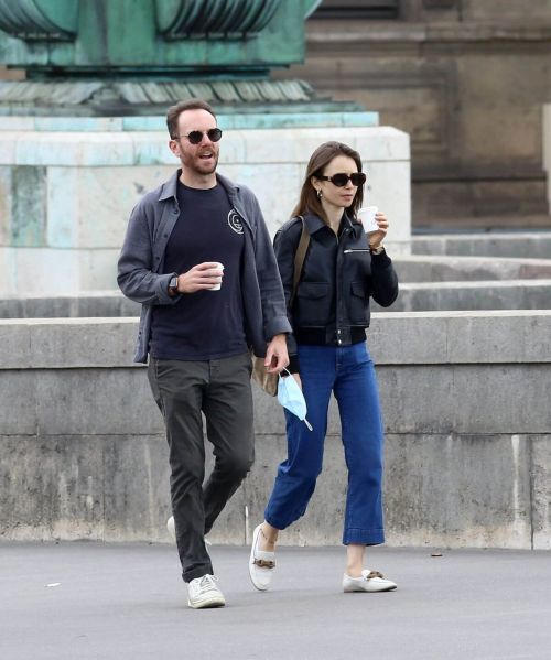 Lily Collins with her Partner Charlie McDowell Out in Paris 06/28/2021 8