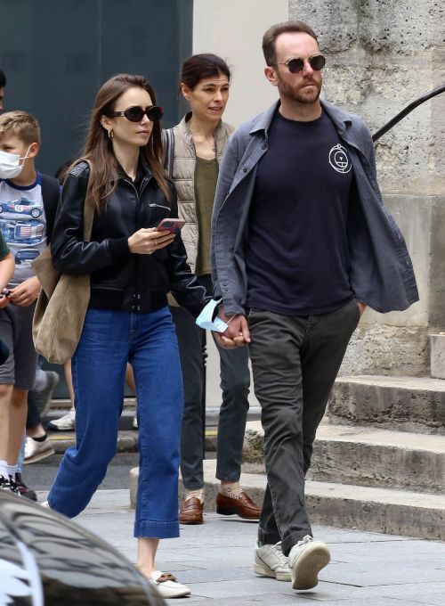 Lily Collins with her Partner Charlie McDowell Out in Paris 06/28/2021 9