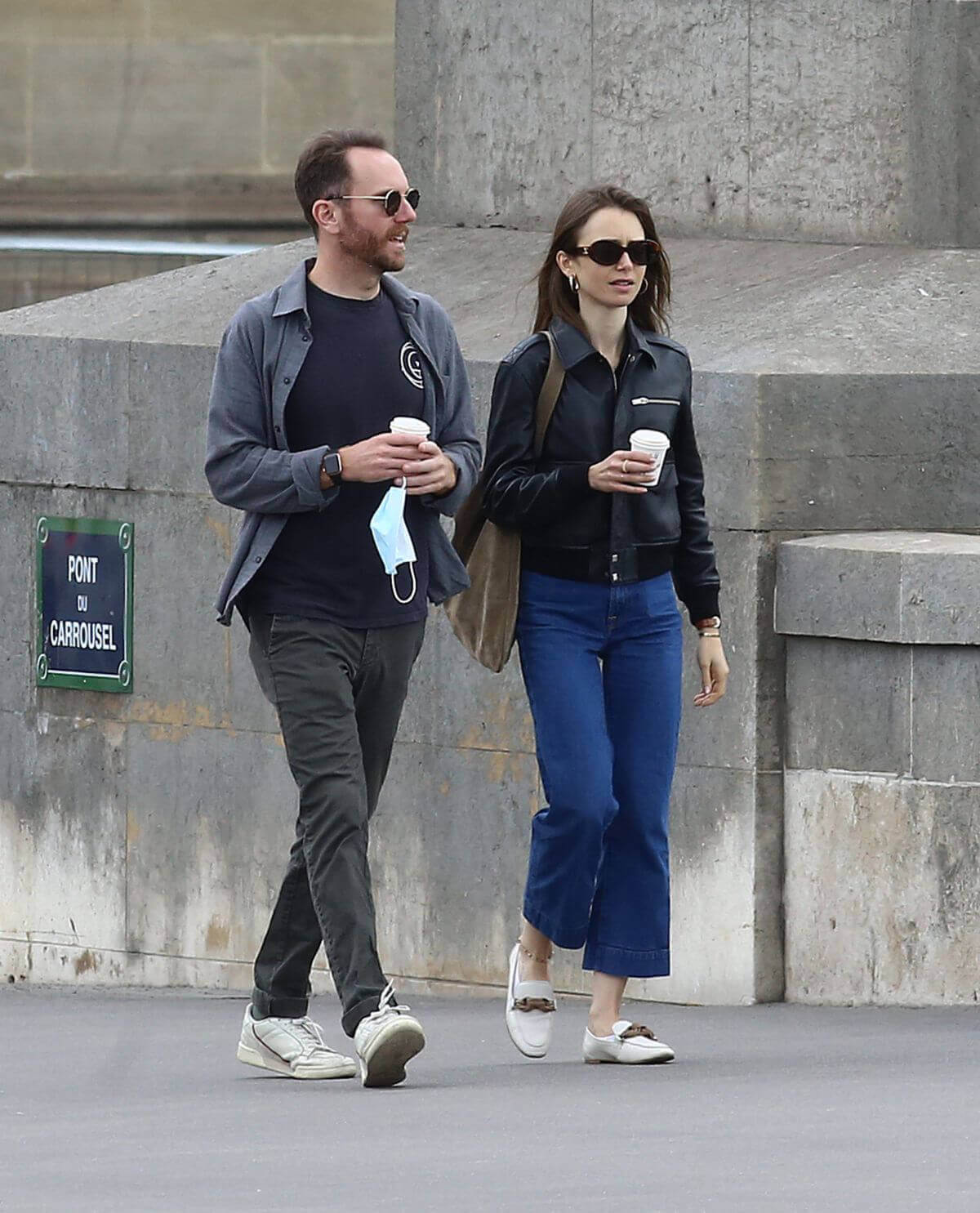 Lily Collins with her Partner Charlie McDowell Out in Paris 06/28/2021 3