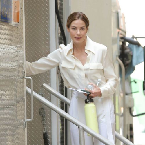 Michelle Monaghan in White Shirt and Pants on the Set of Nanny in New York 06/29/2021 2