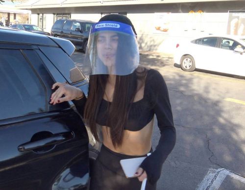 Miya Ponsetto wears in Face Shield Out in Los Angeles 06/30/2021 1