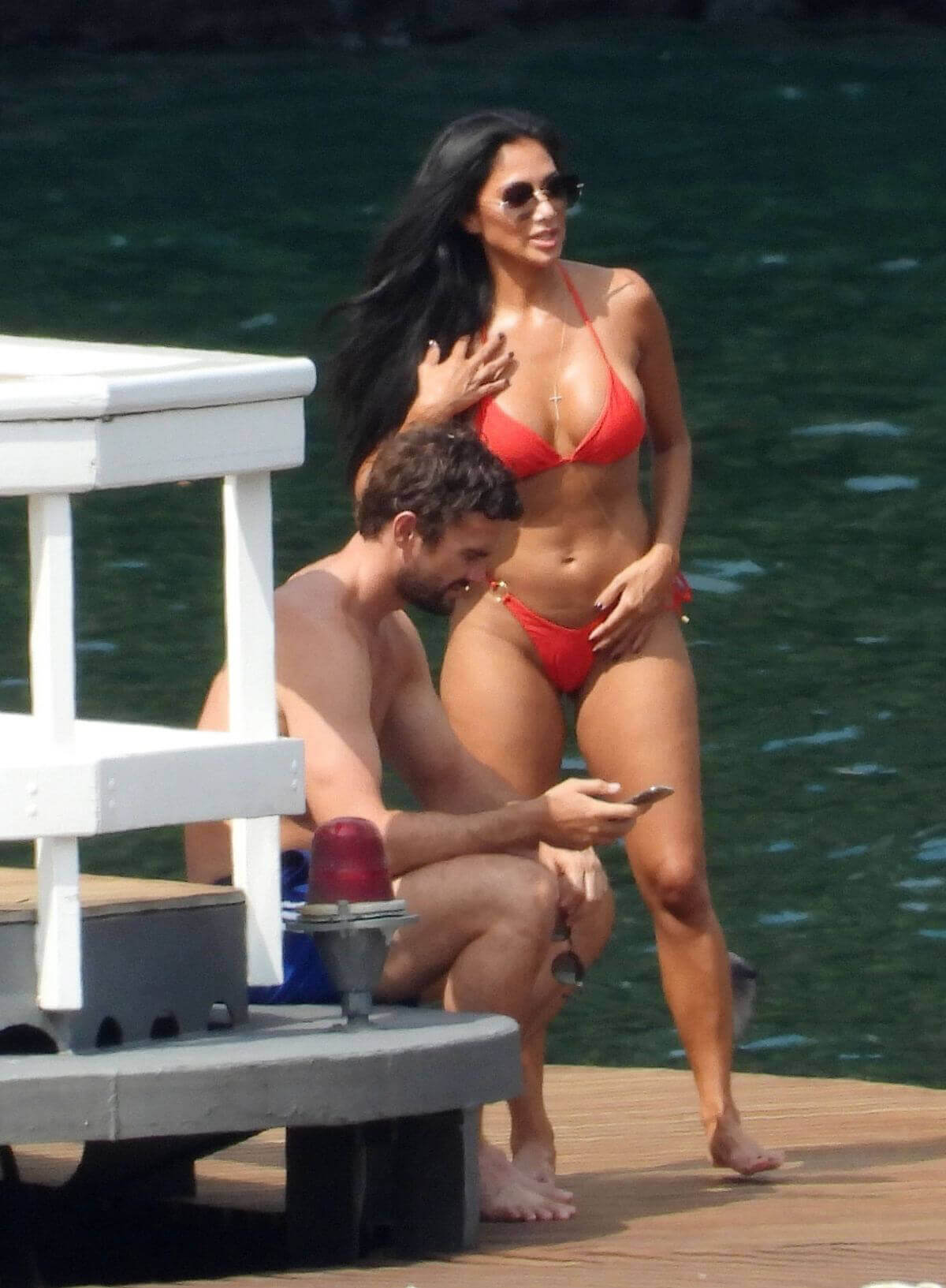 Nicole Scherzinger in a Red Bikini Celebrates Her 43rd Birthday in Lake Como 06/28/2021