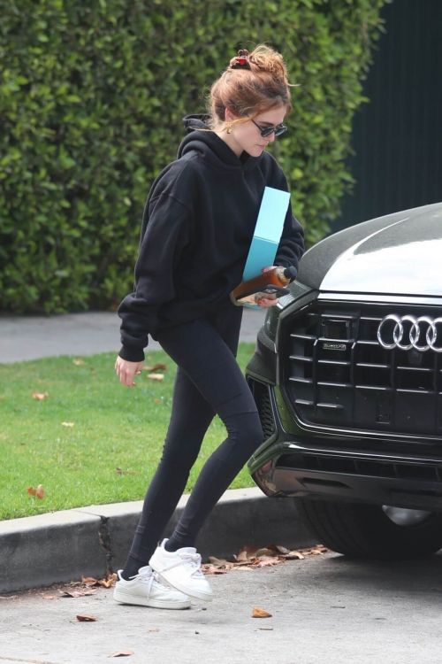 Zoey Deutch in Black Hoodie and Tights During Pilates Class in West Hollywood 06/30/2021