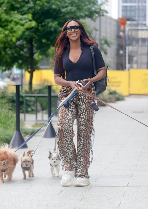 Alexandra Burke in Black Top and Animal Print Bottom Out in London 08/04/2021 1