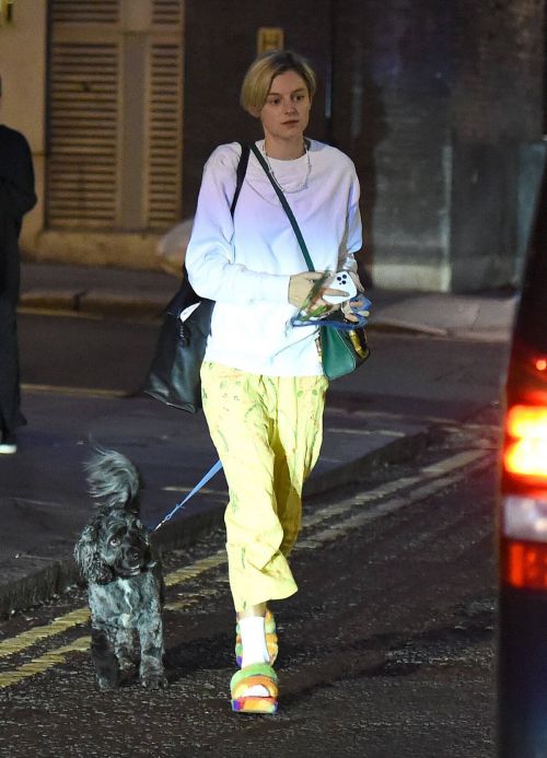 Emma Corrin Leaves with Her Dog at Harold Pinter Theatre in London 08/02/2021 5