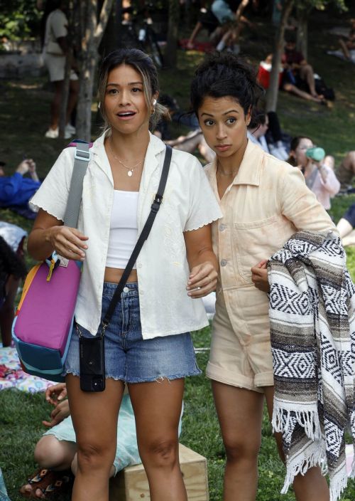 Gina Rodriguez and Liza Koshy on the Set of Players in Brooklyn 08/02/2021