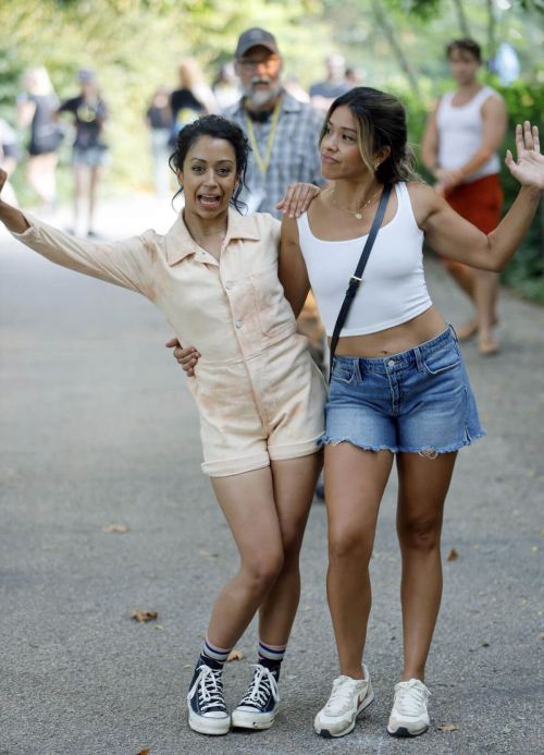 Gina Rodriguez and Liza Koshy on the Set of Players in Brooklyn 08/02/2021 9