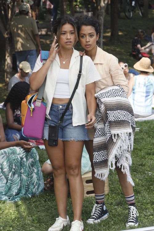 Gina Rodriguez and Liza Koshy on the Set of Players in Brooklyn 08/02/2021 10