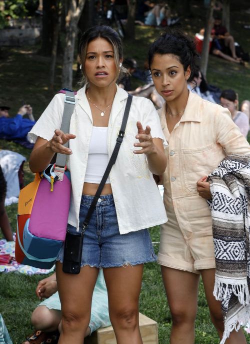 Gina Rodriguez and Liza Koshy on the Set of Players in Brooklyn 08/02/2021 10