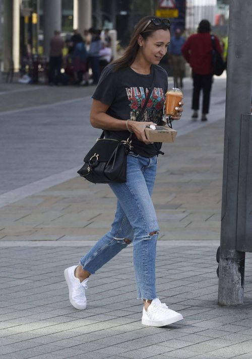 Jessica Ennis-Hill in Black Top and Ripped Denim at Media City in Salford 08/03/2021