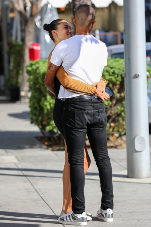Shanina Shaik with Boyfriend Matthew Adesuyan at IL Pastaio in Beverly Hills 08/03/2021 8