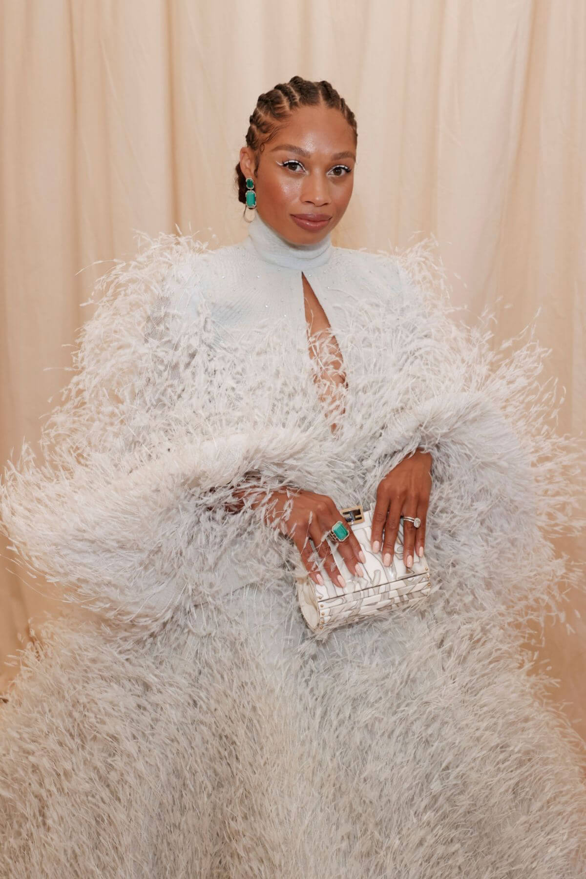 Allyson Felix Makes Met Gala Debut In Fendi Gown in New York 09/13/2021