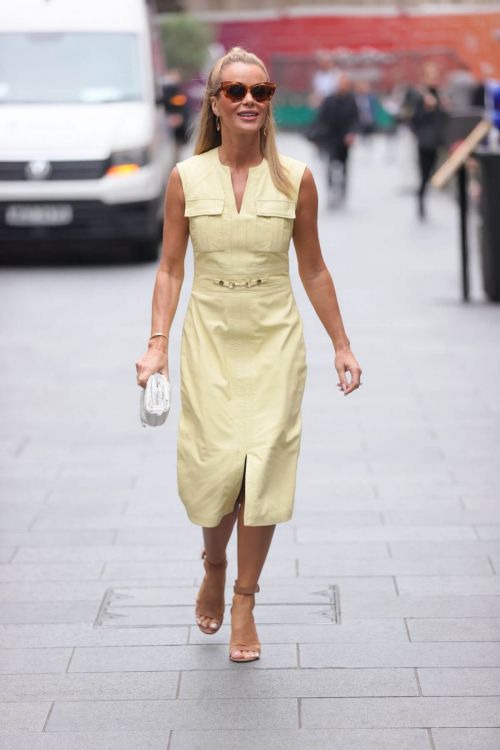 Amanda Holden Looks Chic in Lemon Leather Dress While Leaving Heart FM 09/15/2021 1