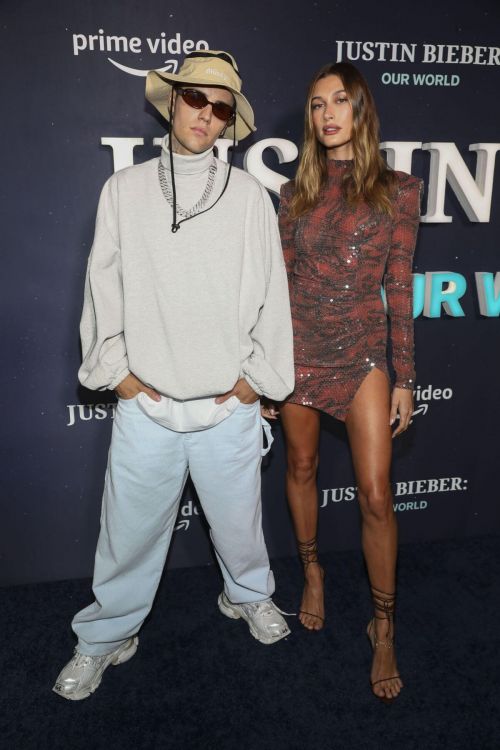 Hailey and Justin Bieber at Premiere of Justin's Documentary Our World in New York 09/14/2021