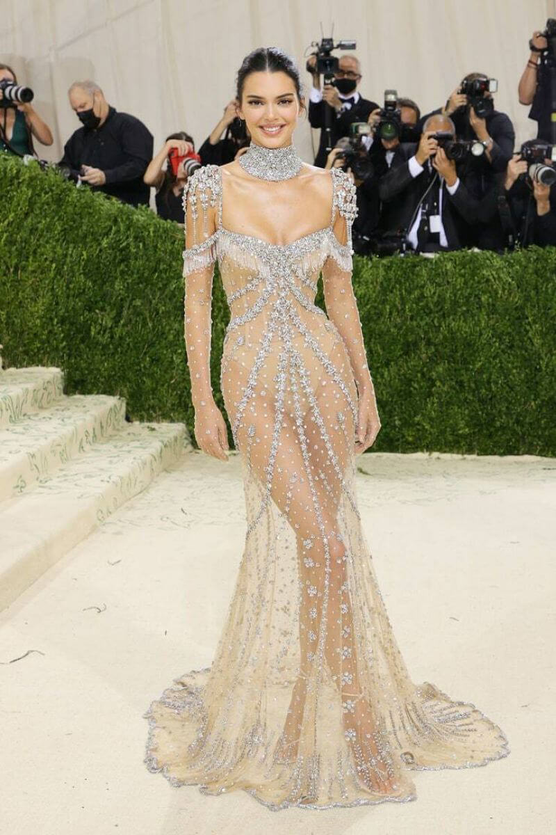 Kendall Jenner in Sparkling Chandelier Naked Dress at 2021 Met Gala 09/13/2021