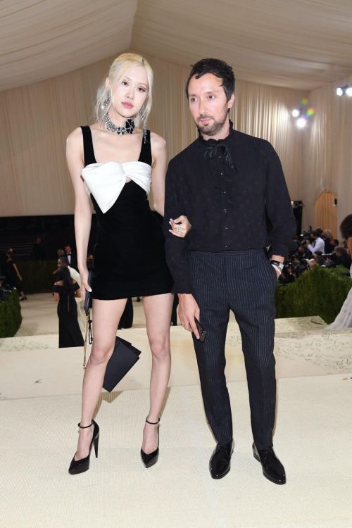 Rose with Anthony Vaccarello at 2021 Met Gala in New York 09/13/2021 3