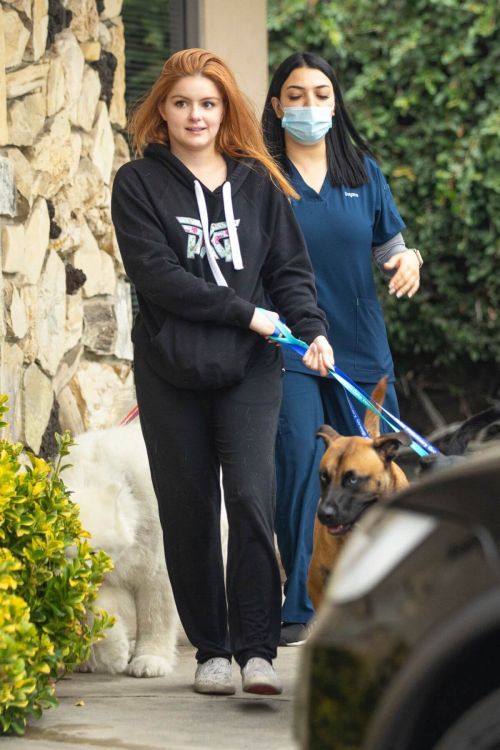 Ariel Winter in Black Hoodie Picking up Her Dogs from Groomer in Los Angeles 09/27/2021