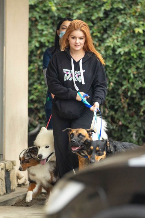 Ariel Winter in Black Hoodie Picking up Her Dogs from Groomer in Los Angeles 09/27/2021 5