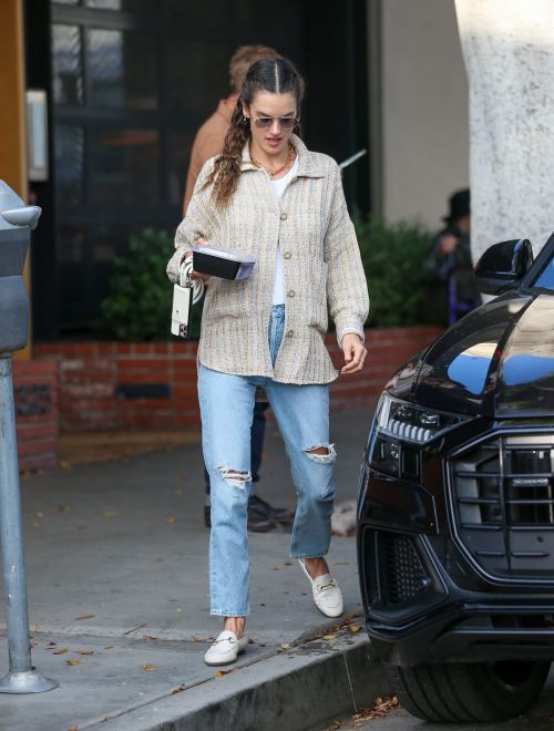 Alessandra Ambrosio seen in Ripped Jeans Out for a Late Lunch in Brentwood 10/31/2021
