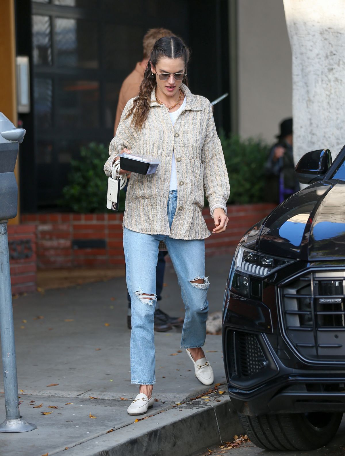 Alessandra Ambrosio seen in Ripped Jeans Out for a Late Lunch in Brentwood 10/31/2021