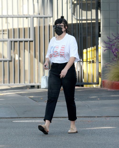 Amanda Bynes in White Top with Black Jeans Out in West Hollywood 11/02/2021