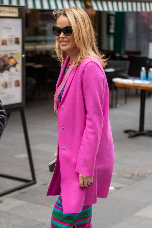 Amanda Holden in Pink Long Coat After Leaves Heart FM Radio in London 11/04/2021 4
