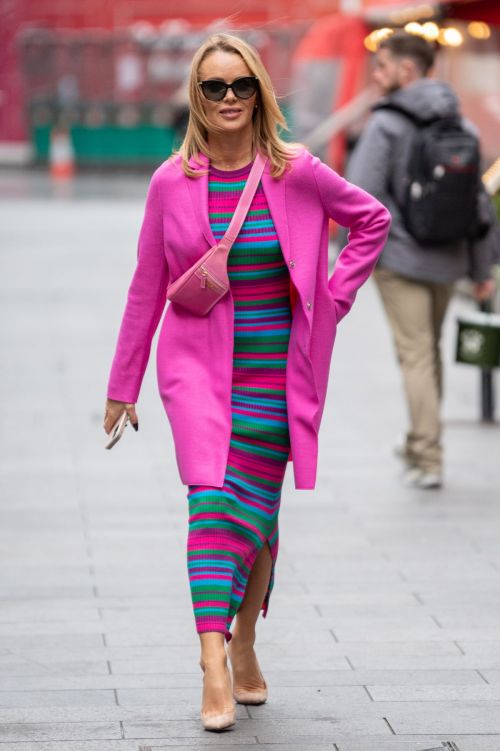 Amanda Holden in Pink Long Coat After Leaves Heart FM Radio in London 11/04/2021 5