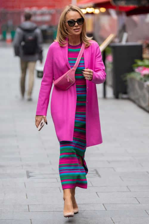 Amanda Holden in Pink Long Coat After Leaves Heart FM Radio in London 11/04/2021 2