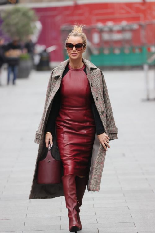 Amanda Holden in Red Leather Outfit with Long Boots at Heart Radio in London 11/19/2021 9